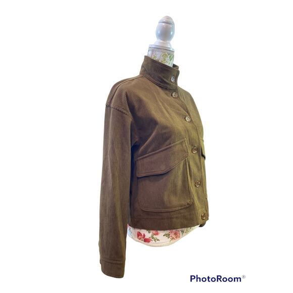 Avec Les Filles Brown Corduroy Button Up Blazer Jacket  XS  Mock Neck Lagenlook - Picture 10 of 11